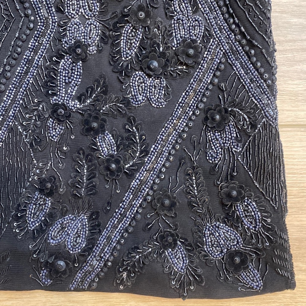 Sally LaPointe Black Beaded Embellished Formal Tank Crop Top Whimsigoth Couture - Picture 12 of 16